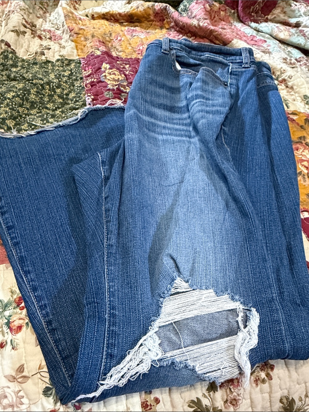 torrid Blue Distressed Wide-Leg Jeans